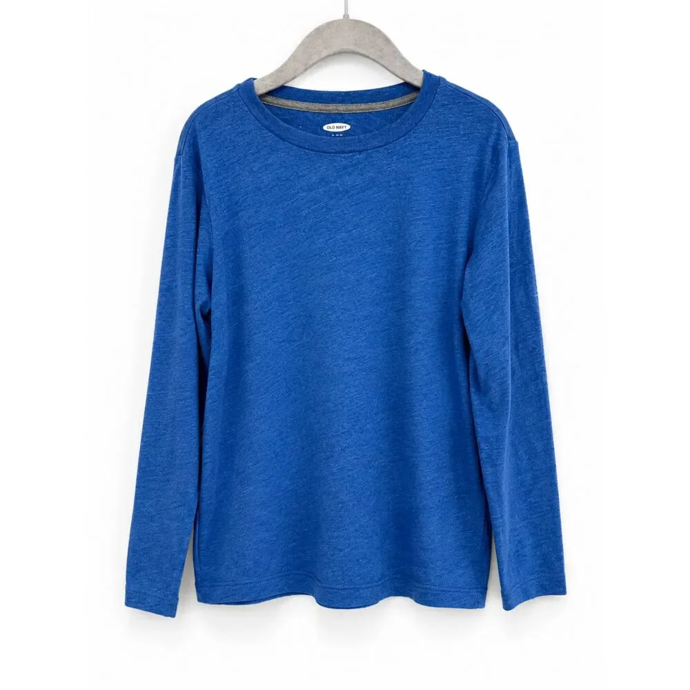Old Navy Boys Long Sleeve Crewneck T-Shirt Size Small (6–7) Blue Cotton Blend